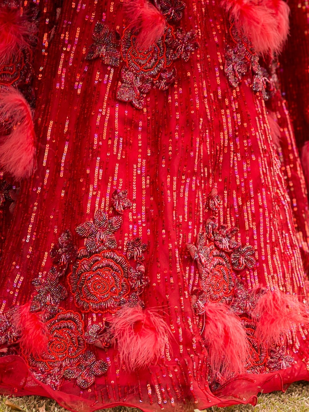 One of a kind 100% hand embroidered beaded gown made in India